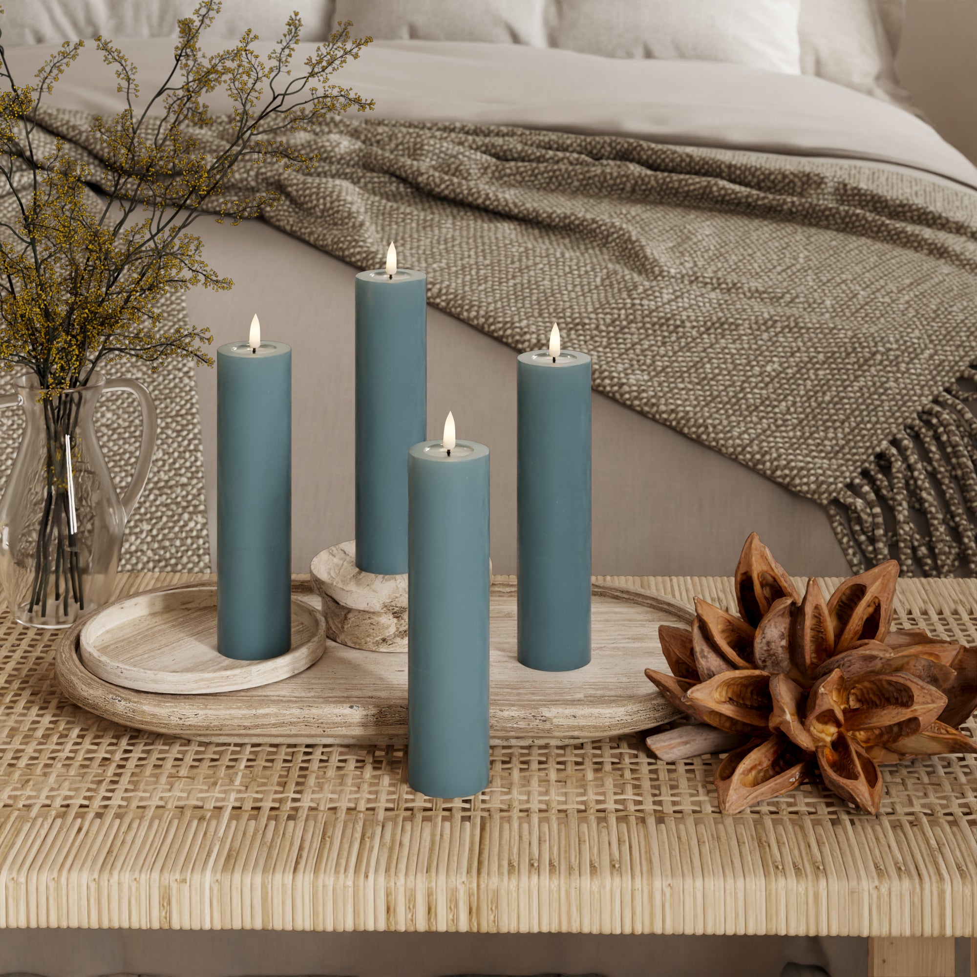 Φώτα μπλοκ LED Ø 5 x 20 cm Πράσινο του νεφρίτη - 4 τεμ.