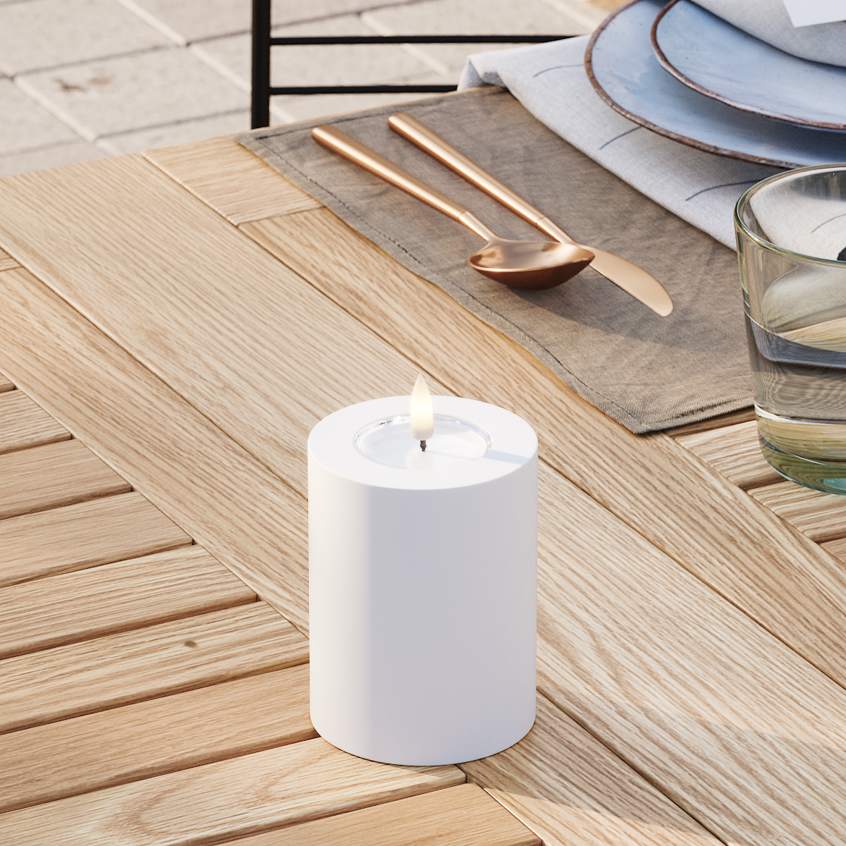 Deluxe Homeart Välis-LED plokkvalgusti Ø 7,5 x 10 cm Valge LED-välisvalgusti plokivalgusti 3