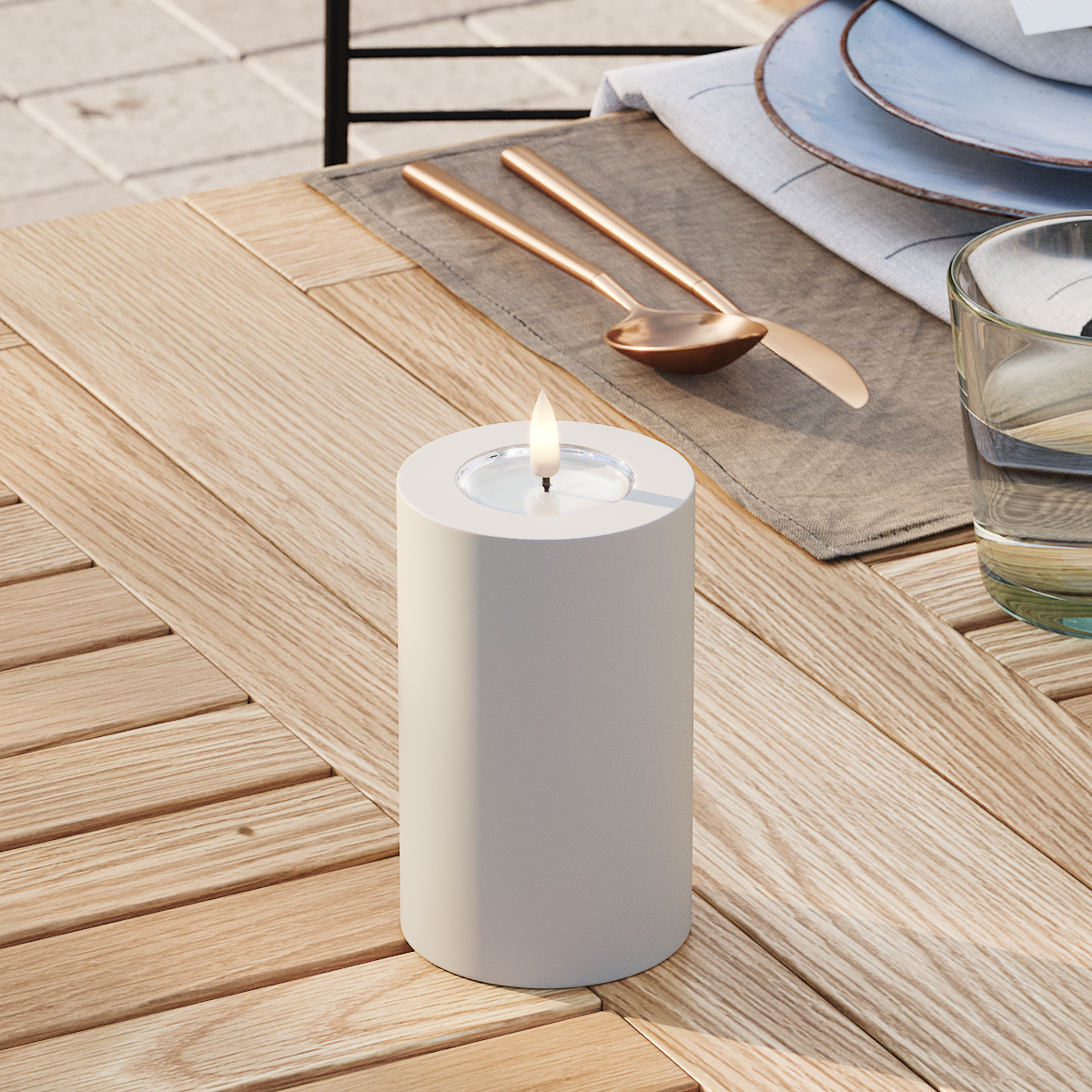 Deluxe Homeart Φωτιστικό μπλοκ LED εξωτερικού χώρου Ø 7,5 x 12,5 cm Άμμος Φως μπλοκ εξωτερικού φωτός LED 3