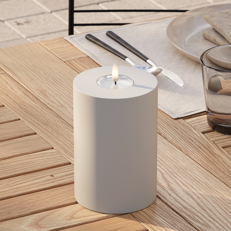 Deluxe Homeart Udendørs LED Bloklys Ø 10 x 15 cm Sand