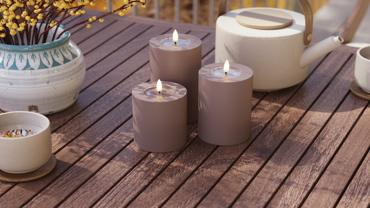 LED Utendørs lysblokklys med naturtro LED flamme