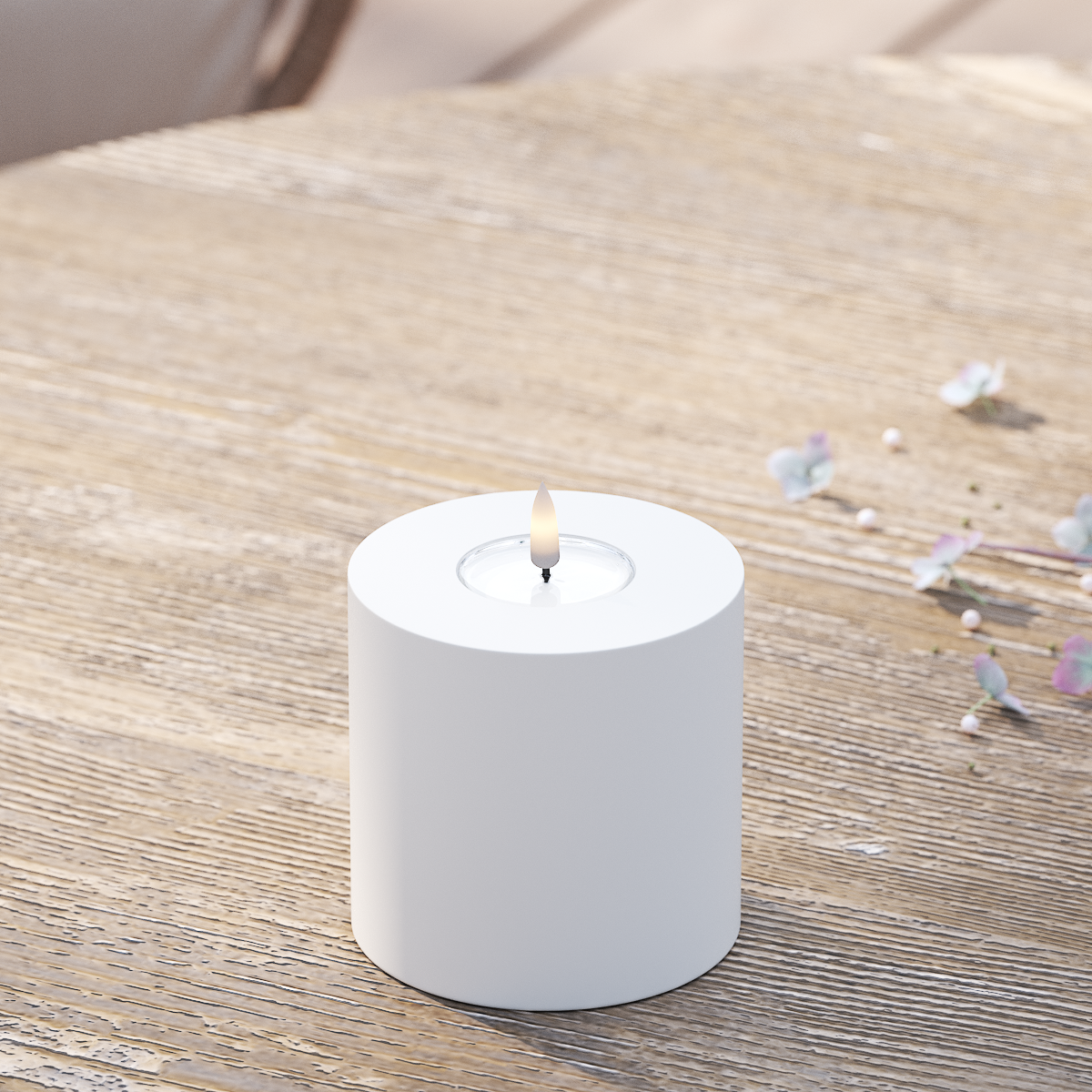 Deluxe Homeart Udendørs LED Bloklys Ø 10 x 10 cm Hvid LED udendørslys bloklys 2