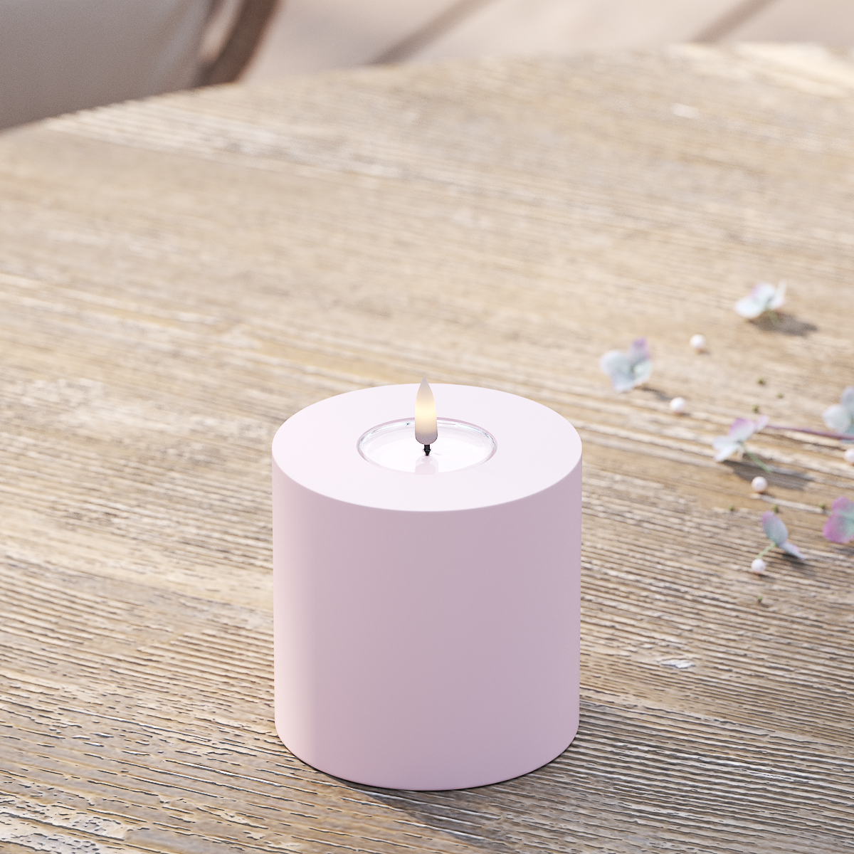 Deluxe Homeart Udendørs LED Bloklys Ø 10 x 10 cm Støvet rød LED udendørslys bloklys 2