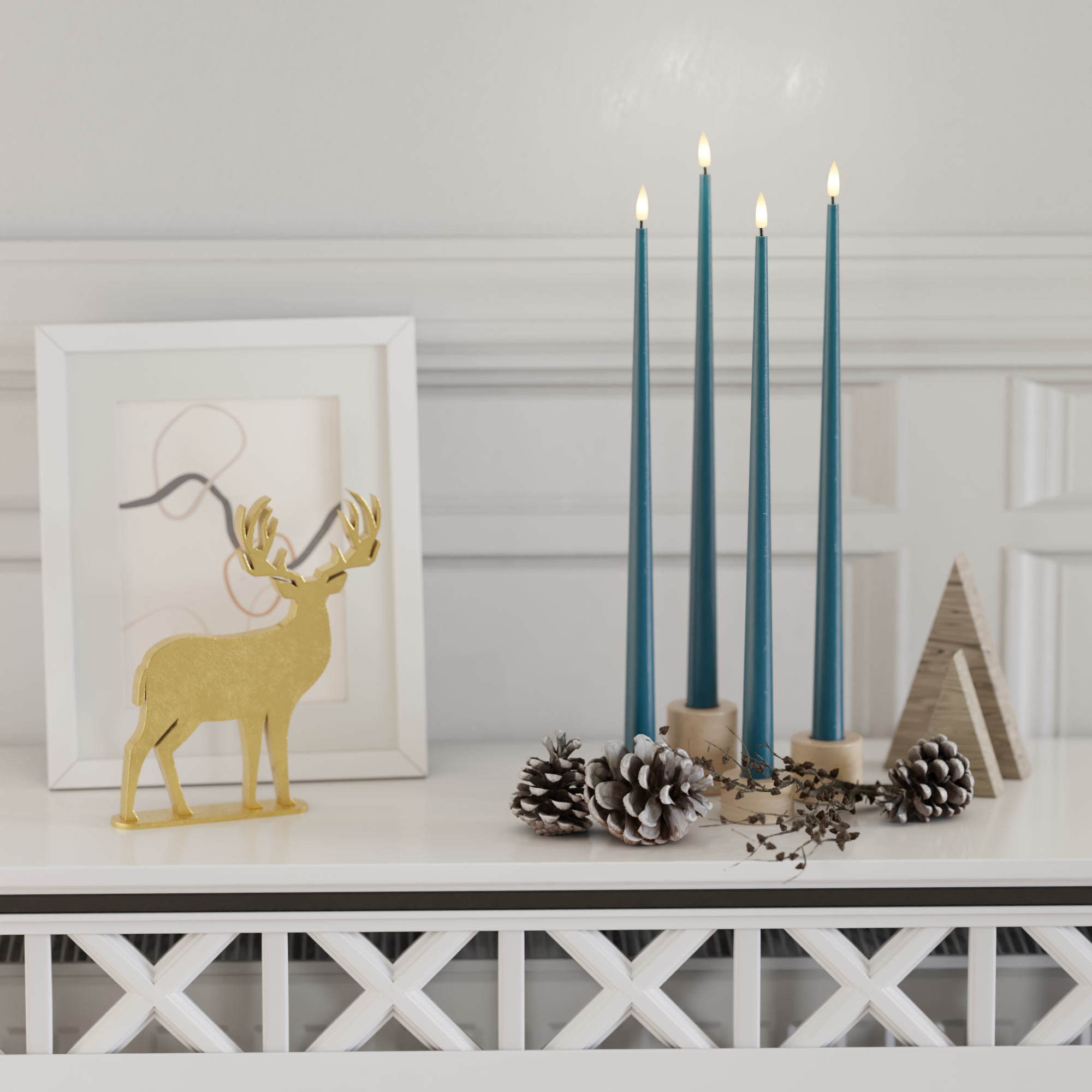 Deluxe Homeart LED Kertelys pakke - Petroleum - 38 cm 2