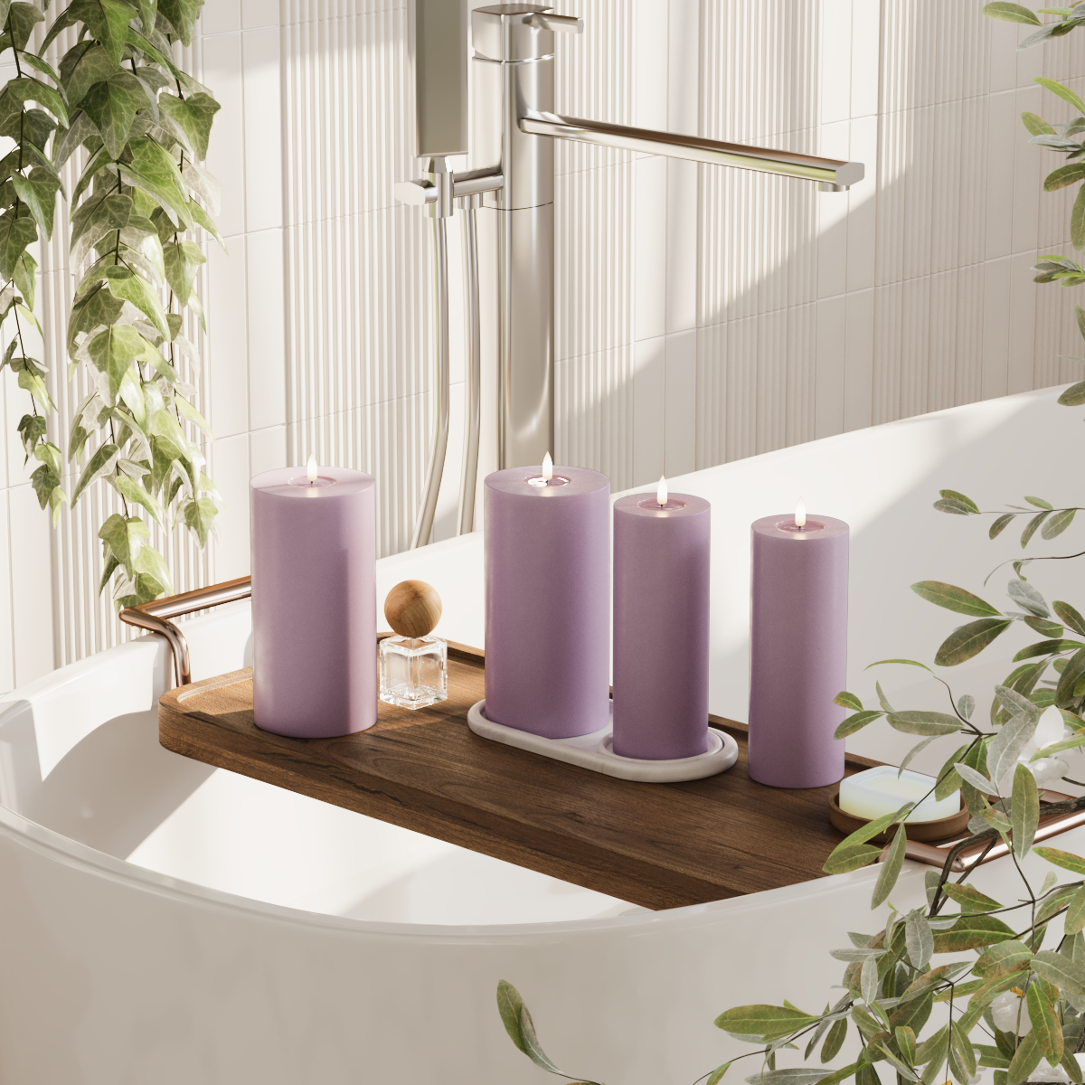 Deluxe Homeart Balíček LED blokových světel - Světle fialová - 2x 7,5 x 20 | Balení 2x 10x20 cm 2