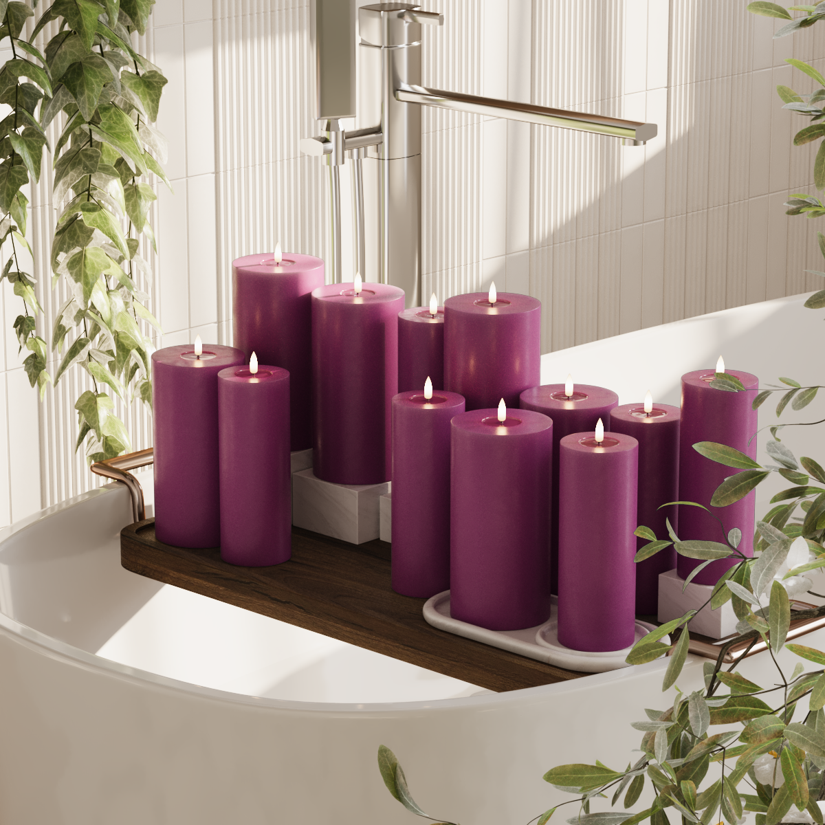 Deluxe Homeart LED plokkvalgusti pakett - Violett - 6 x 7,5 x 20 | 6x 10x20 cm pakend 2