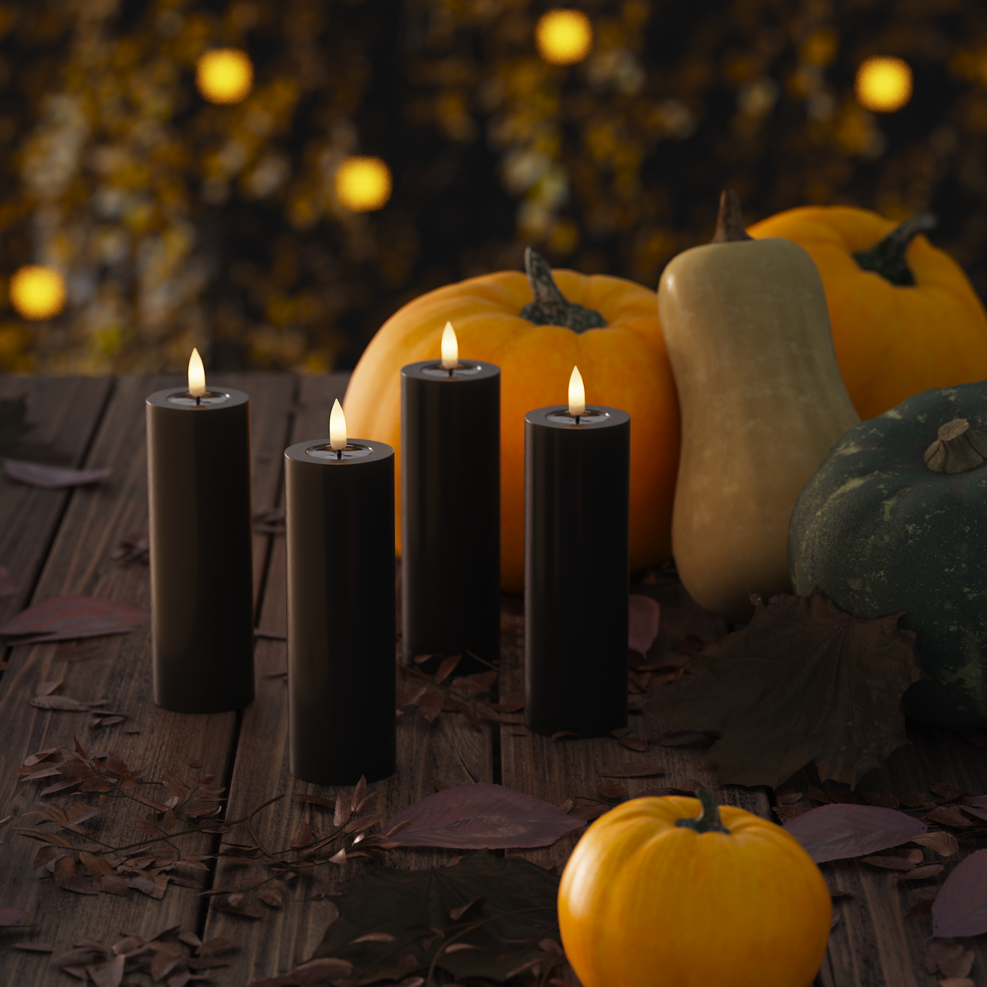 LED -plokktuled Ø 5 x 15 cm Must - 4 tk