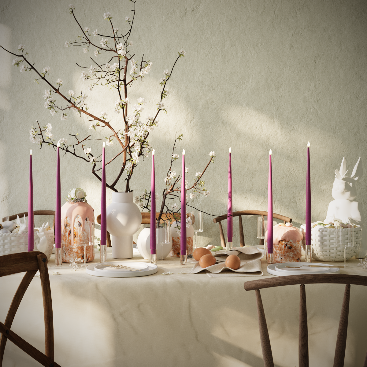 Deluxe Homeart Balíček LED svíček - Fialová - 8 ks svíček 38 cm balení 1