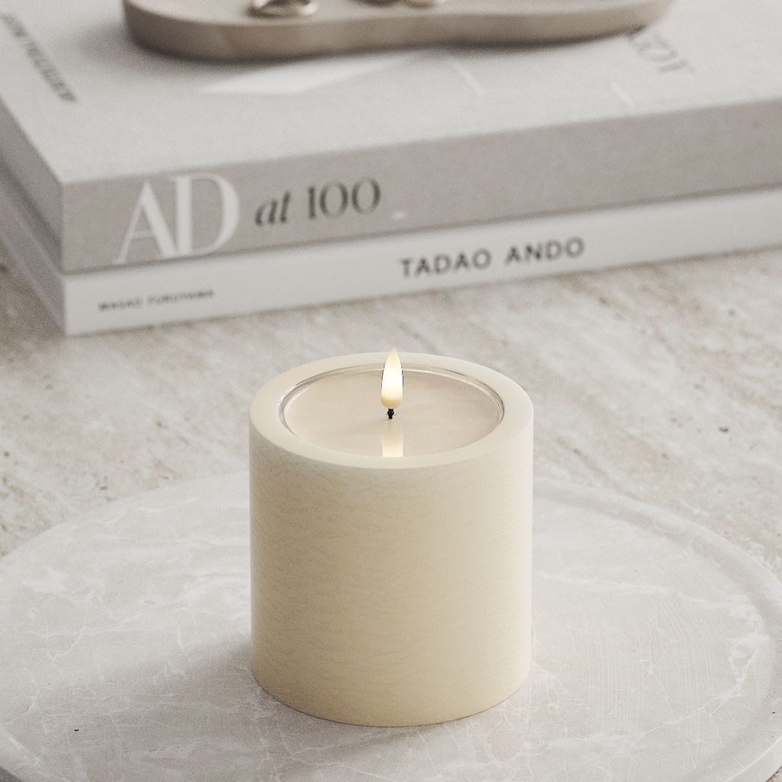 Deluxe Homeart Unique LED Bloklys D 10 x 10 cm Cream unique bloklys 3