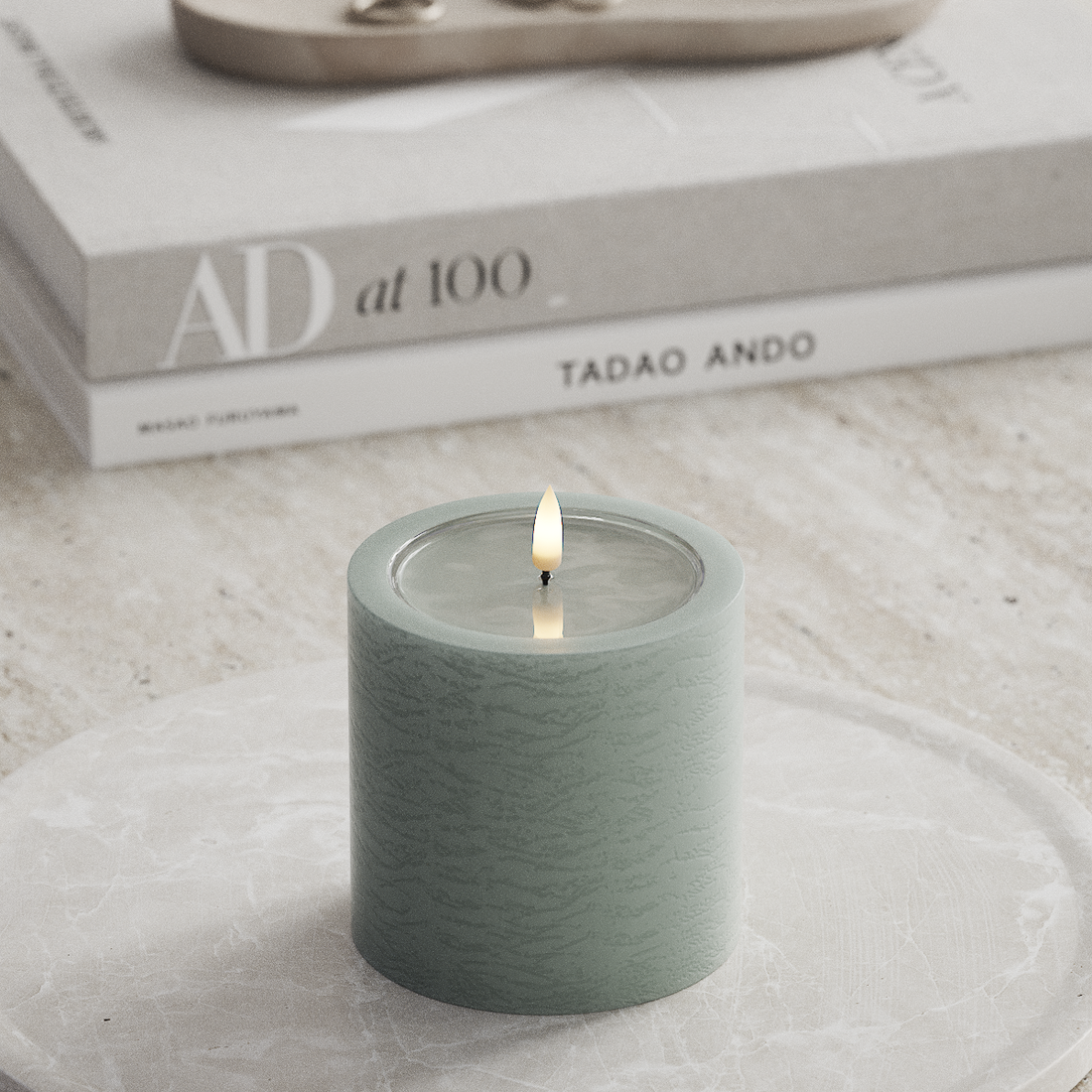 Deluxe Homeart Unique Φωτιστικό μπλοκ LED D 10 x 10 cm Φασκόμηλο πράσινο unique φως μπλοκ 3