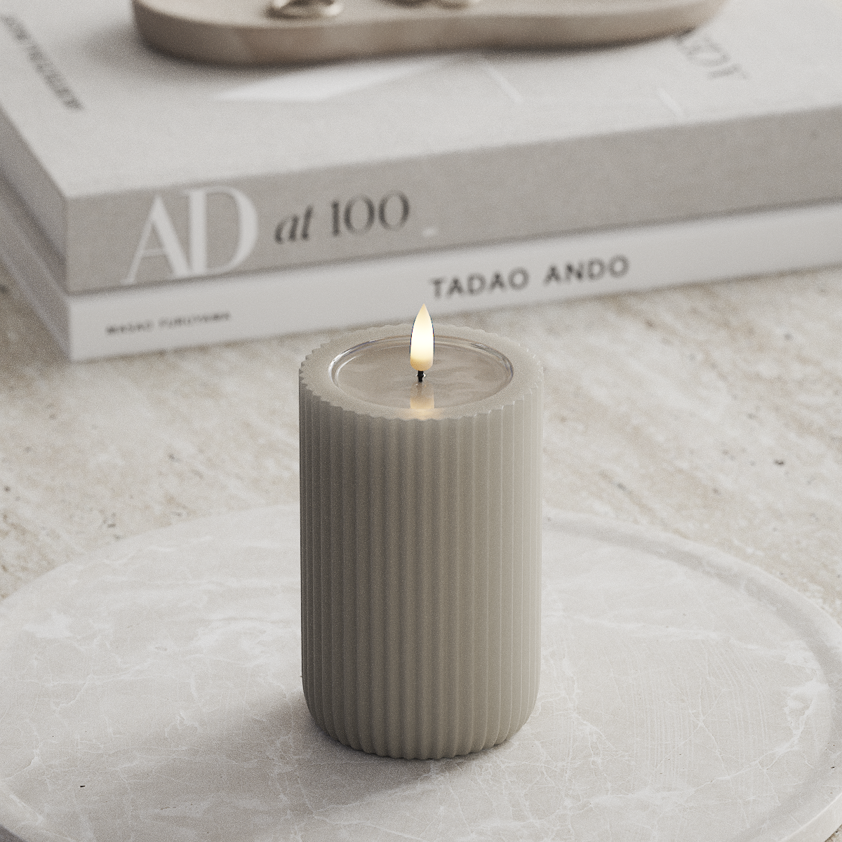 Deluxe Homeart Unique LEDs Vela canelada D 8 x 12,5 cm Areia unique Vela canelada 1