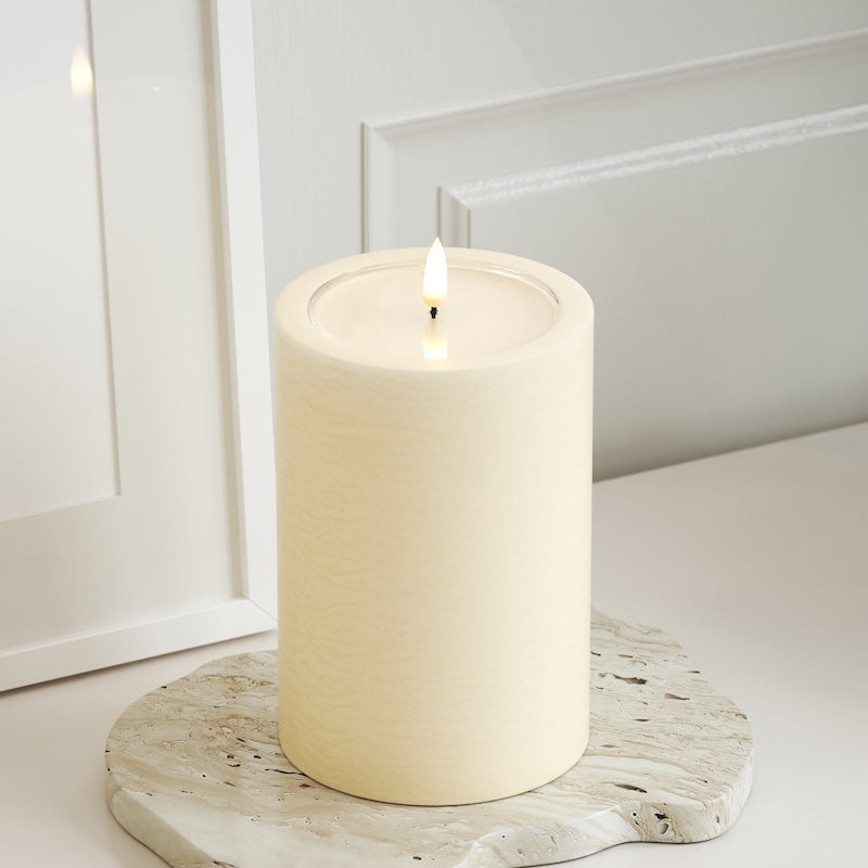 Unique Candles Unique LED Bloklys D 10 x 15 cm Cream